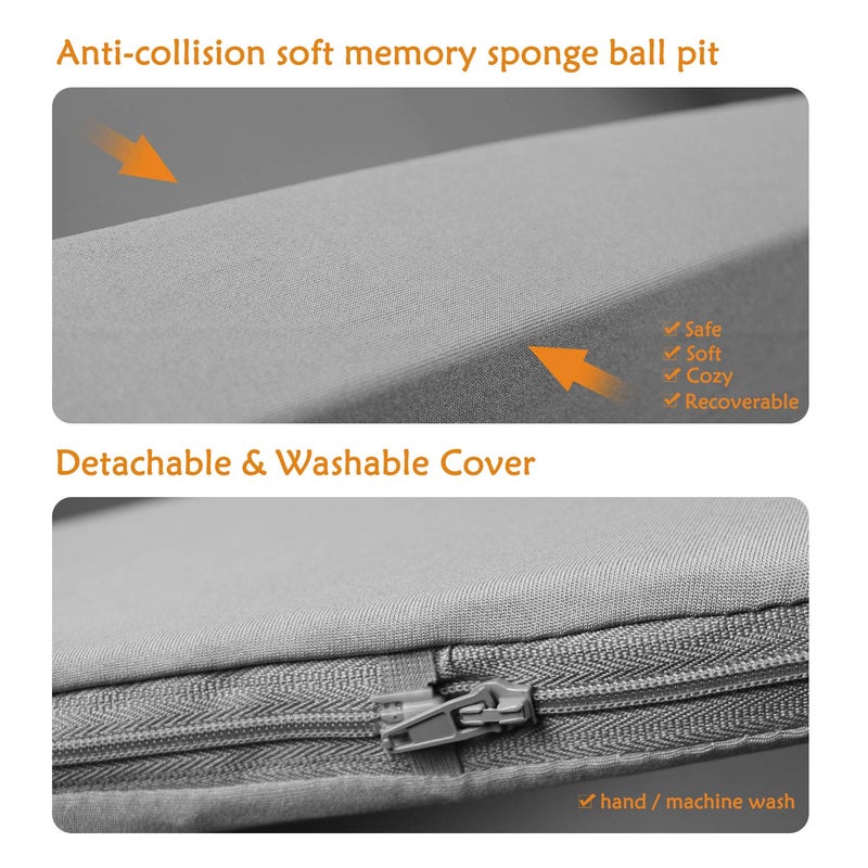 TRENDBOX Ball Pit Kids Ball Pit Memory Foam Ball Pit Square Ball Pits for Toddlers Babies Ball Pit Balls NOT Included - Black - Image 4